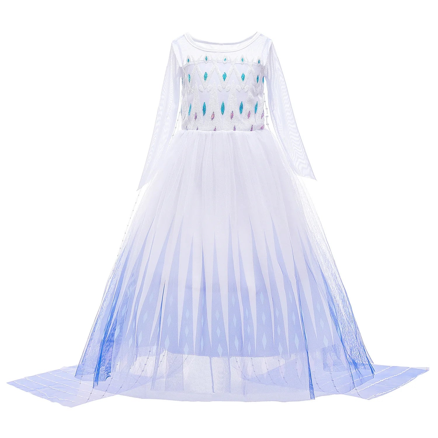 Elegant and Luxurious Frozen Elsa Princess Dresses White With Blue Style7